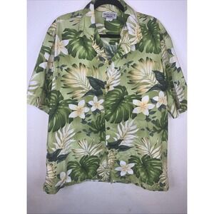 Pacific Legend Shirt Mens XL Green Hawaiian Aloha Floral Made in Hawaii USA